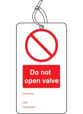 Do Not Open Valve - Double Sided Tags (Pack of 10)