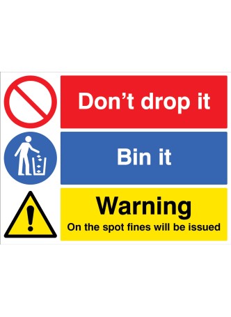 Don't Drop it - Bin in - On the Spot Fines will be issued