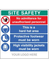 No Admittance - Hard Hat - Footwear - Hi Vis - Add Logo - Site Saver
