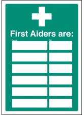 First Aiders Are - Adapt-a-Sign (Space for 6)
