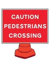 Caution - Pedestrians Crossing - Reflective Cone Sign
