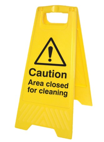 Caution - Area Closed for Cleaning - Self Standing Floor Sign