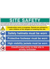Site Safety - H&S Act - Construction Work - Helmets - Footwear - Hi Vis - Unauthorised Entry Forbidden